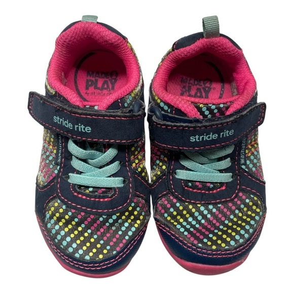 Stride Rite Navy and Pink Kids Sneakers size 5M - Picture 4 of 9